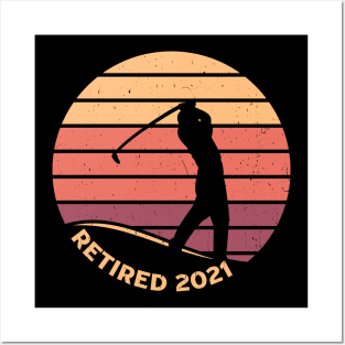 Vintage Golfer Retired 2021 Golf Player Golfing Retirement Posters and Art